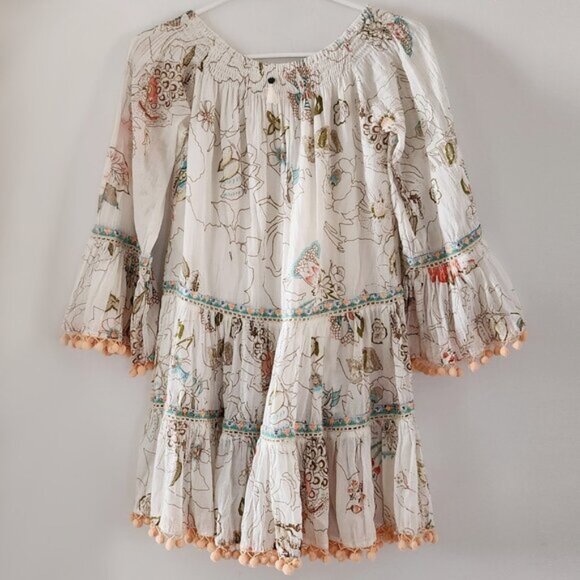 Z&L Floral Beaded Pom Pom Dress Size Small b64 - Picture 3 of 5